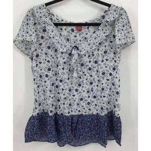 Sunny Leigh Top Extra Large White Floral Peplum Sc